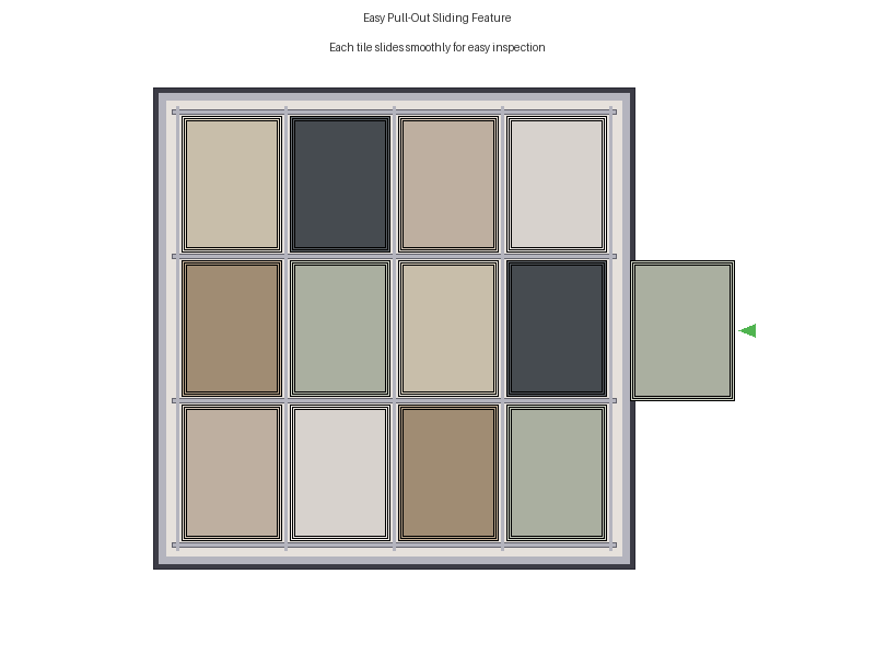 Tile Sliding Display Rack with pull-out feature