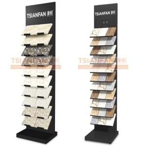 Modern design Quartz stone tile Floor display stand standing Metal rack Marble Granite sample For Showroom