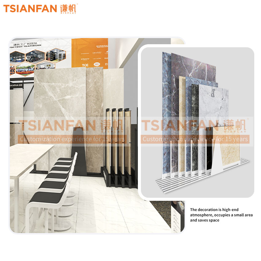 Ceramic tile push pull display rack tile board upright slide display frame - Image 4