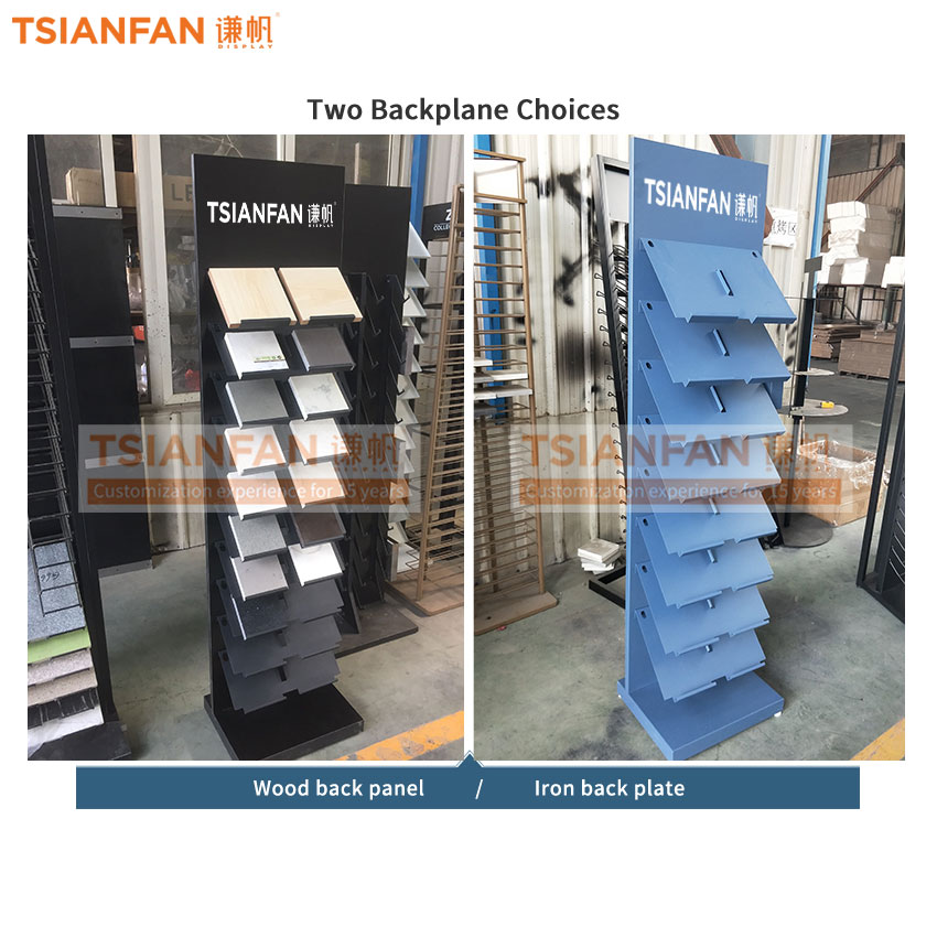 Modern design Quartz stone tile Floor display stand standing Metal rack Marble Granite sample For Showroom - Image 3