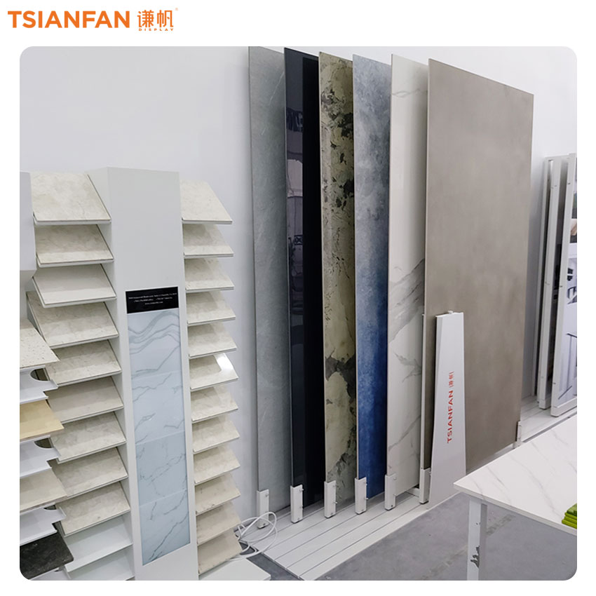Showroom Large panel tile floor push-pull out aluminum tiledisplay rack Architectural tile - Image 4