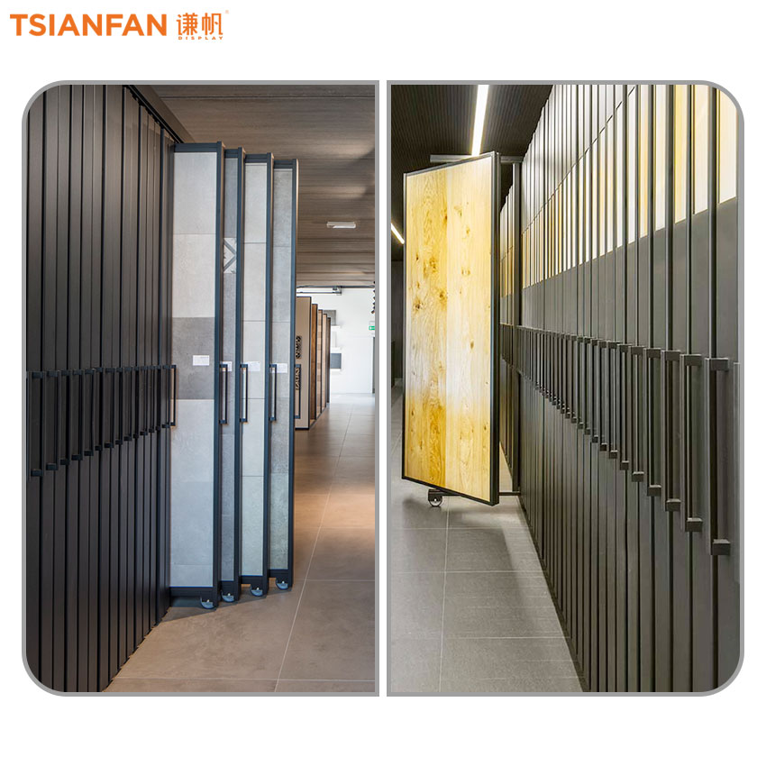 Ceramic tile floor upright display stand rotating landing metal stand Architectural tile - Image 3