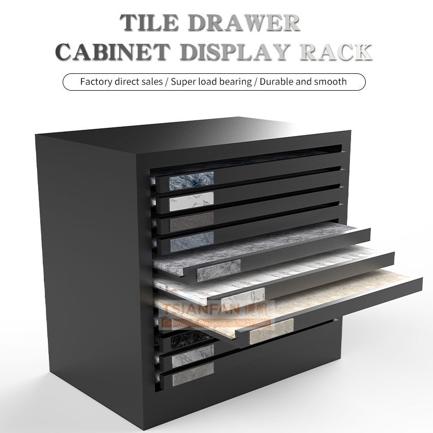 2023 Design black tile marble slabs sample display drawers exporter-CC010