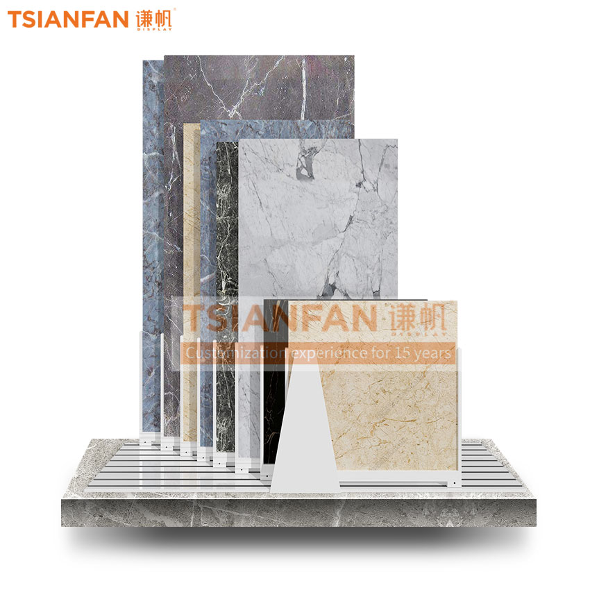 Showroom Large panel tile floor push-pull out aluminum tiledisplay rack Architectural tile