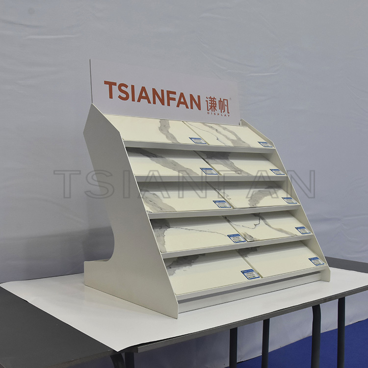 Stone sample countertop rack waterfall display showroom placement - Image 2