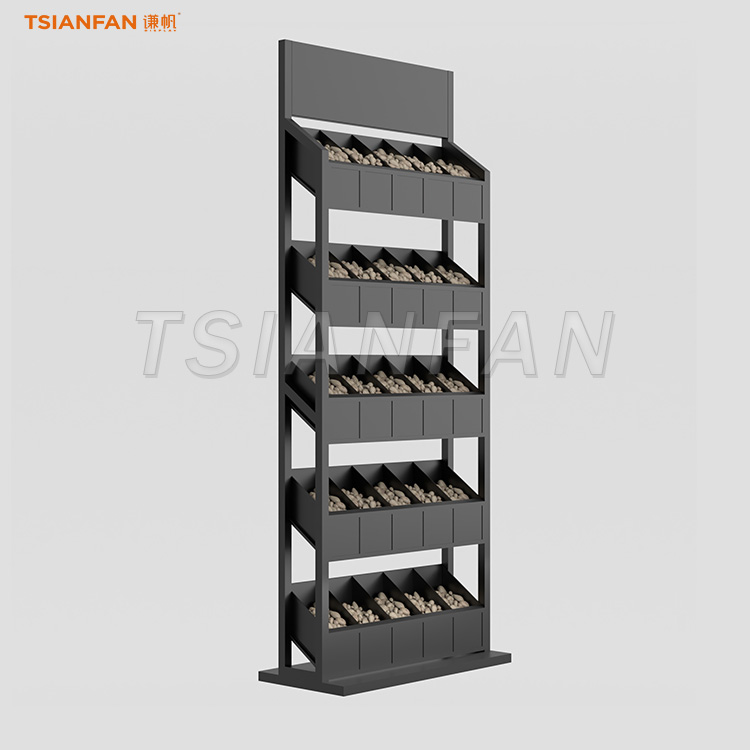 Storage rack natural pebbles store display tower-SE108