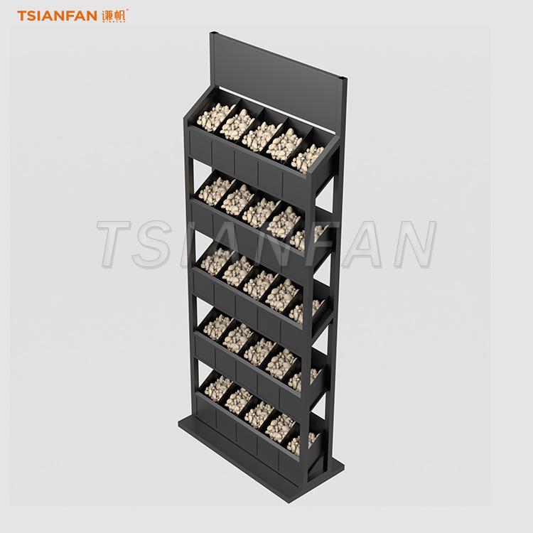 Storage rack natural pebbles store display tower-SE108 - Image 4