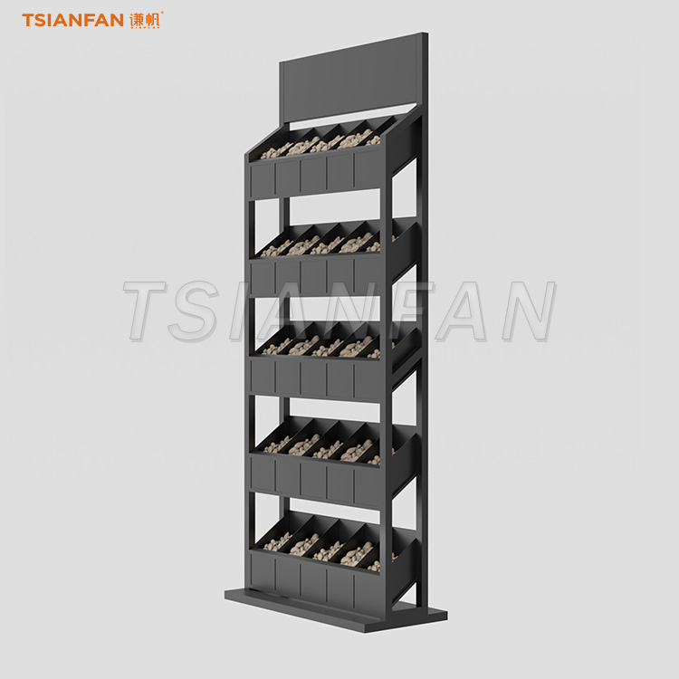 Storage rack natural pebbles store display tower-SE108 - Image 3