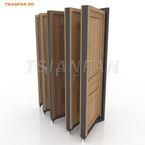 Premium sliding wooden door display stand for exhibition hall and store use