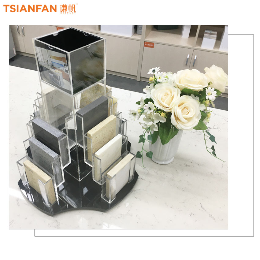 Acrylic Tabletop Racks Rotatory Sample Marble Mosaic Granite Quartz Ceramic Tile Display Rack - Image 4
