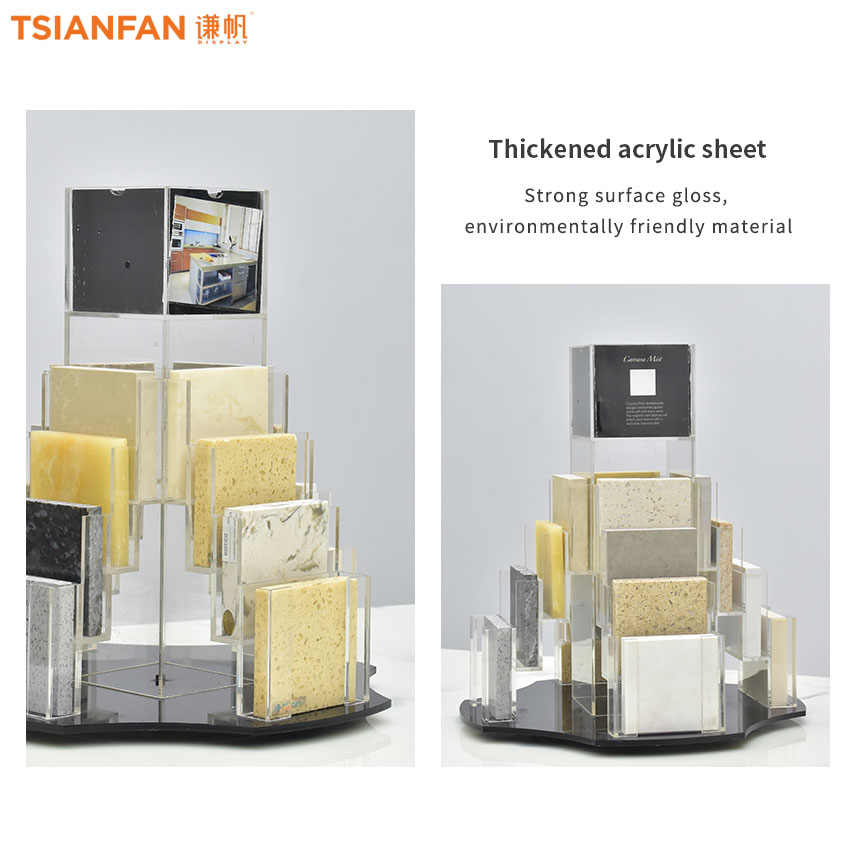 Acrylic Tabletop Racks Rotatory Sample Marble Mosaic Granite Quartz Ceramic Tile Display Rack - Image 2
