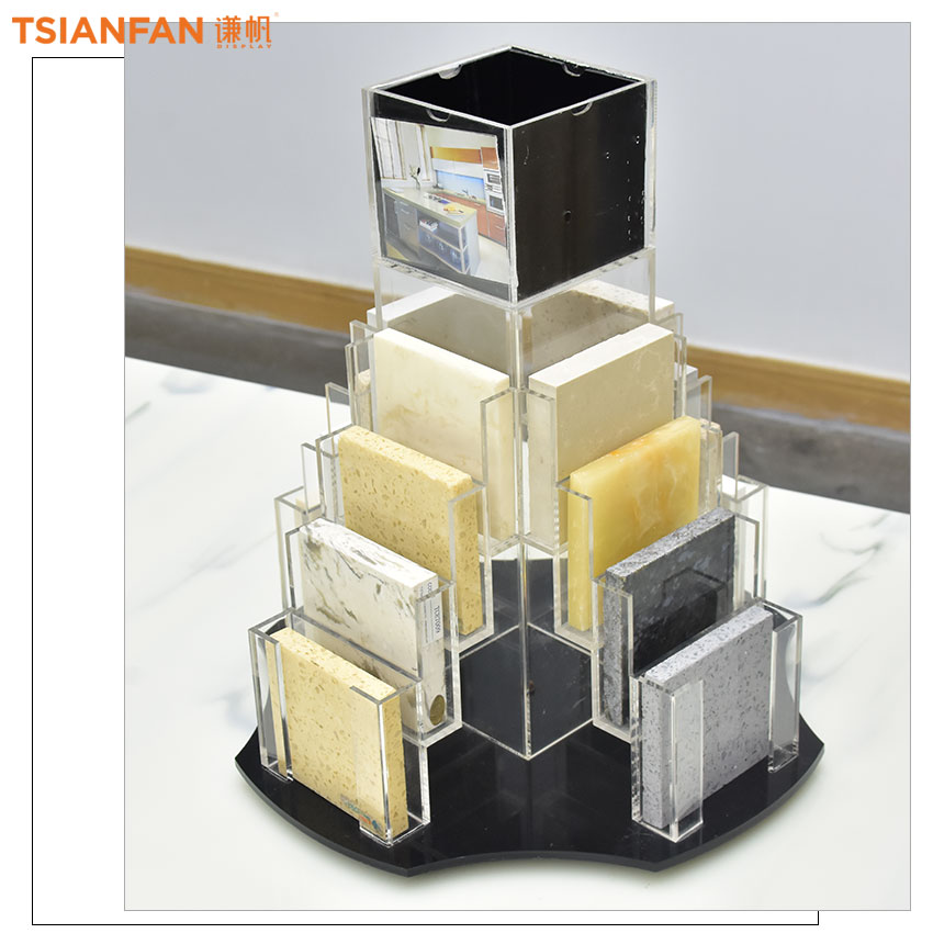 Acrylic Tabletop Racks Rotatory Sample Marble Mosaic Granite Quartz Ceramic Tile Display Rack - Image 3