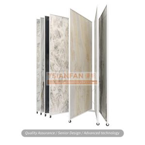 Wholesale Flooring Page Turning Marble Granite Slab Sample Display Stand For Showroom With Wheels FYF005-1