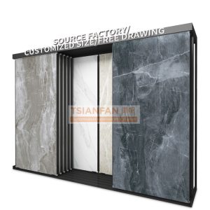 Ceramic tile large push pull display rack tile slab level push pull display flexible display racks