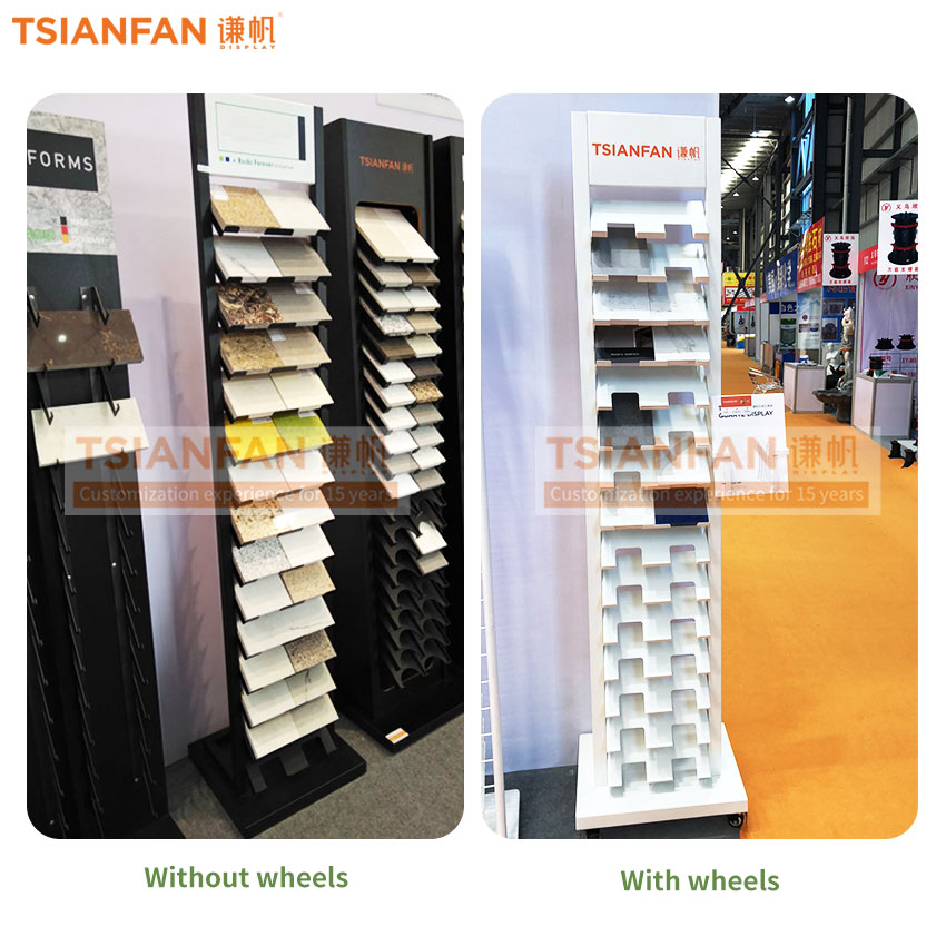 2023 new Factory Customize Ceramic tile Marble Quartz sample floor display rack Steel For Showroom - Image 2