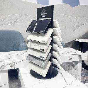 Countertop artificial quartz stone samples waterfall display rack