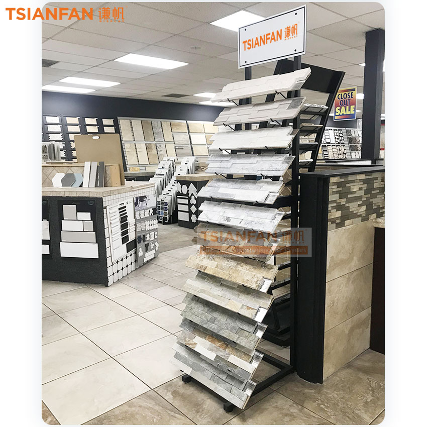 cultural stone Wood floor Ceramic tile samples floor stand display shelf LD030-2 - Image 4