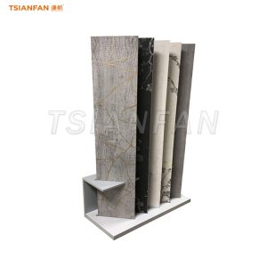Custom hardwood floor displays artistic wooden floor presentation racks