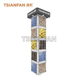 Custom mosaic rotating metal show rack tower Outdoor Garden Stone Display mz2005