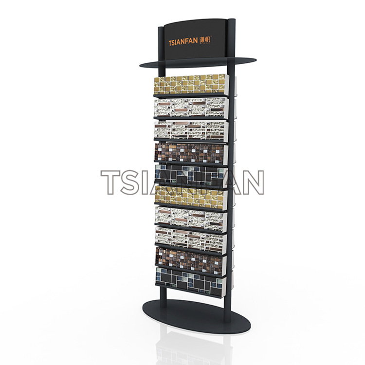 Custom Mosaic tile sample stone double sided metal display rack-ML054