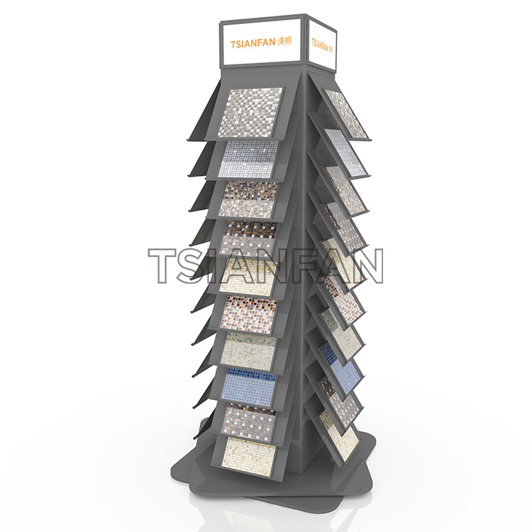 Custom rotating waterfall stand mosaic sample show rack-MZ2083