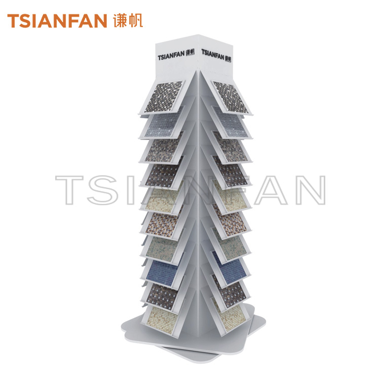 Custom rotating waterfall stand mosaic sample show rack-MZ2083 - Image 2