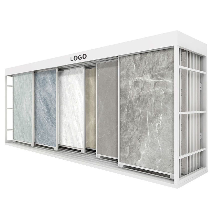 Custom Showroom Large tile Granite Panel sliding push pull rack TL007-1