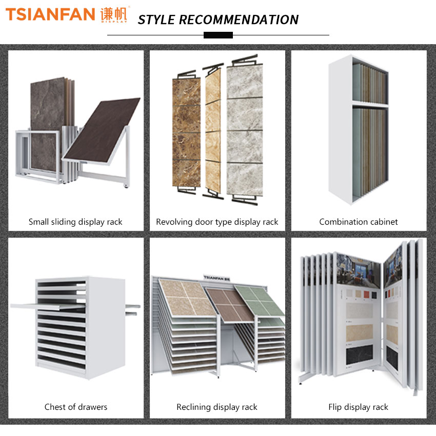 Custom Showroom Large tile Granite Panel sliding push pull rack TL007-1 - Image 5