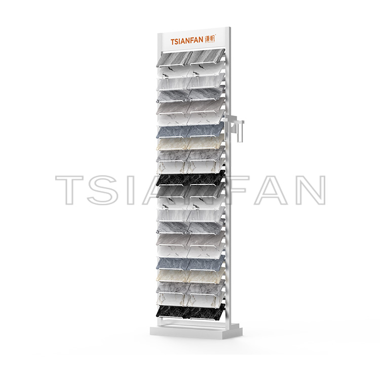 Custom vertical waterfall tile floor between walls display frame-SRL018