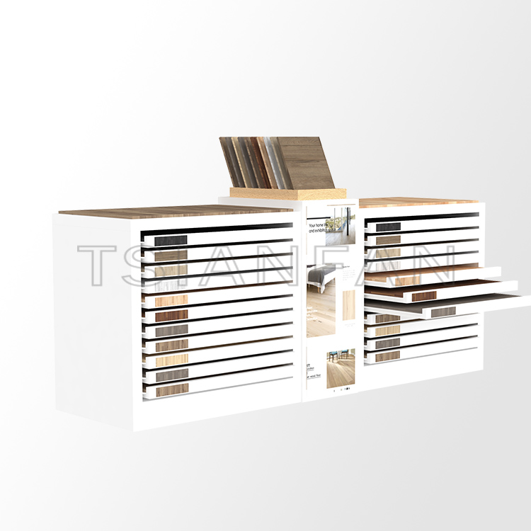Customize Double side design drawer pull-out sliding wood floor display cabinet-WC1001 - Image 2