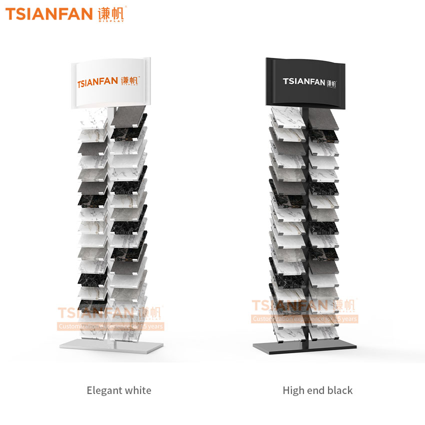 Customize Flooring display stand Marble quartz stone samplestone tile metal display floor stand SRL015 - Image 2
