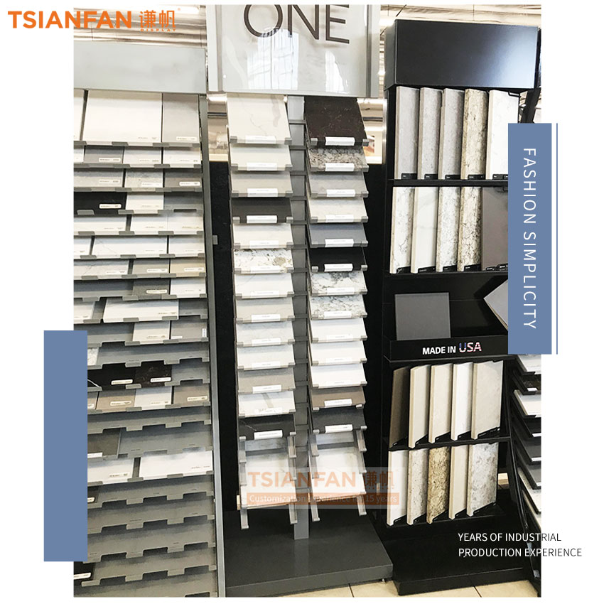 Customize Flooring display stand Marble quartz stone samplestone tile metal display floor stand SRL015 - Image 3
