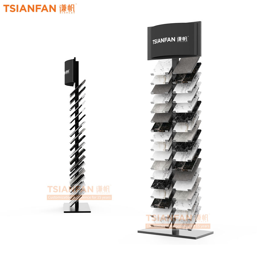 Customize Flooring display stand Marble quartz stone samplestone tile metal display floor stand SRL015 - Image 4