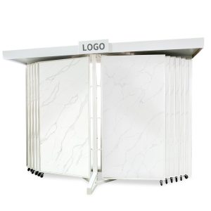 Customize Metal display rack Large Tile board Marble Stone sliding rotating Display Stand