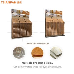 Customize Solid Wood Floor Stand Display For Showroom wood Plank Metal Shelf