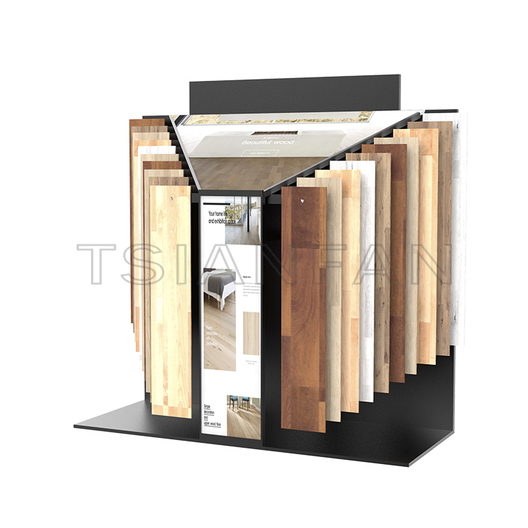 Customized Showroom metal Solid wood floor Board show Steel rack -WL6028 - Image 2