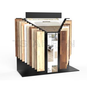 Customized Showroom metal Solid wood floor Board show Steel rack -WL6028