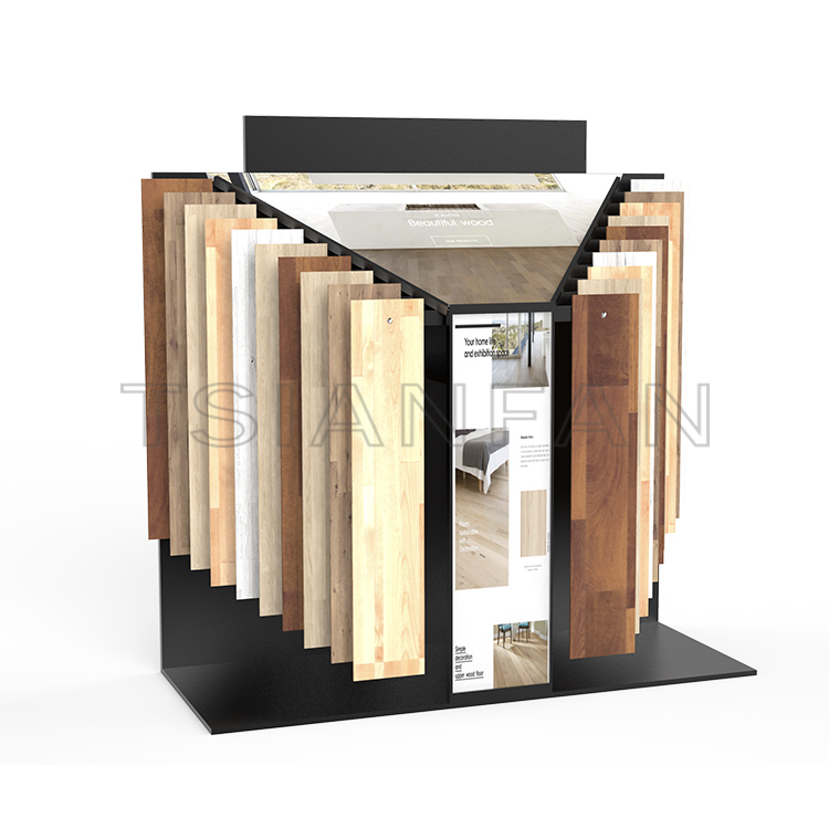 Customized Showroom metal Solid wood floor Board show Steel rack -WL6028