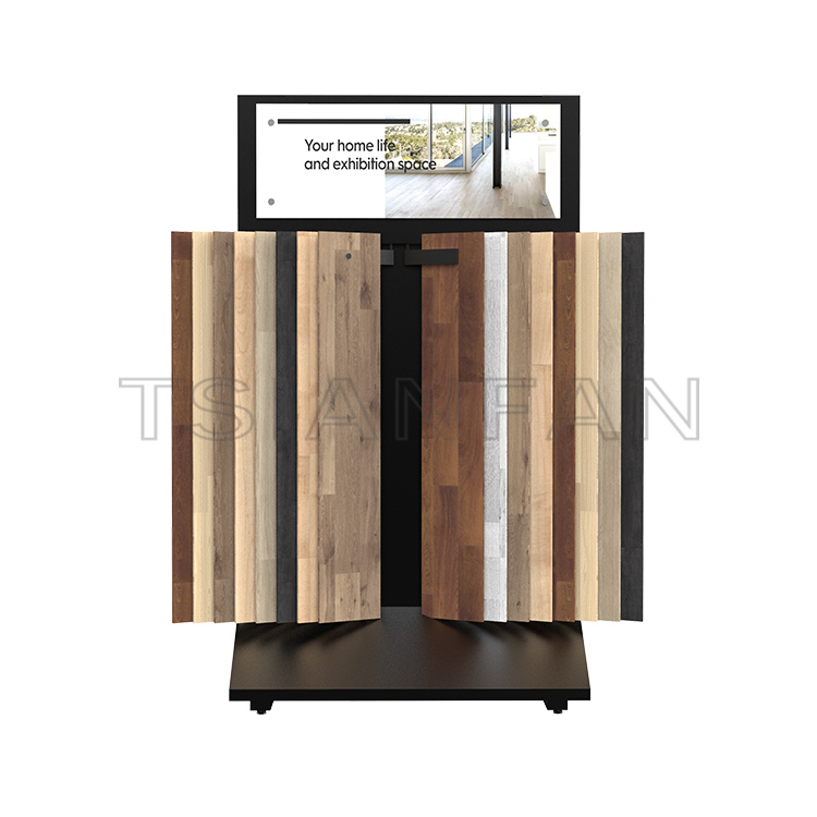 Customized Solid wood floor stand page turning Display Steel rack-WF3009 - Image 2