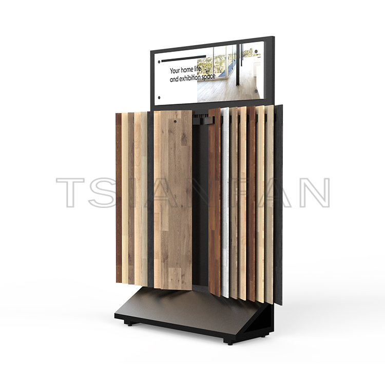 Customized Solid wood floor stand page turning Display Steel rack-WF3009 - Image 3