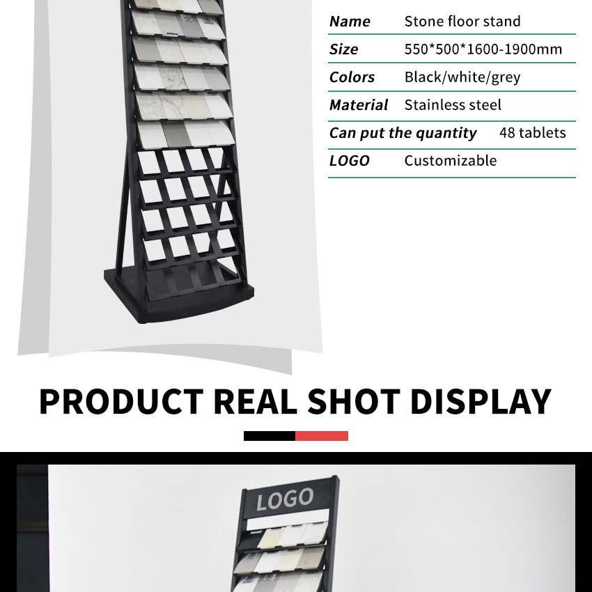 Hot Sale Custom Tower tile Quartz stone display Floor Standing rack LD014-1