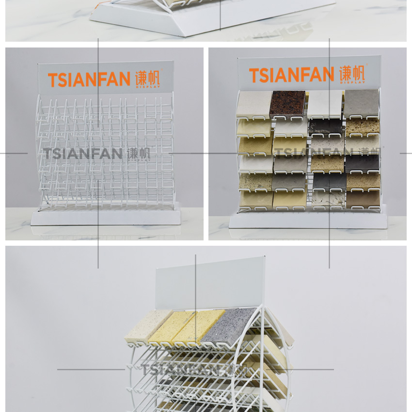 Hot Selling Metal Desk both sides tile Quartz Marble Stone Countertop display stand