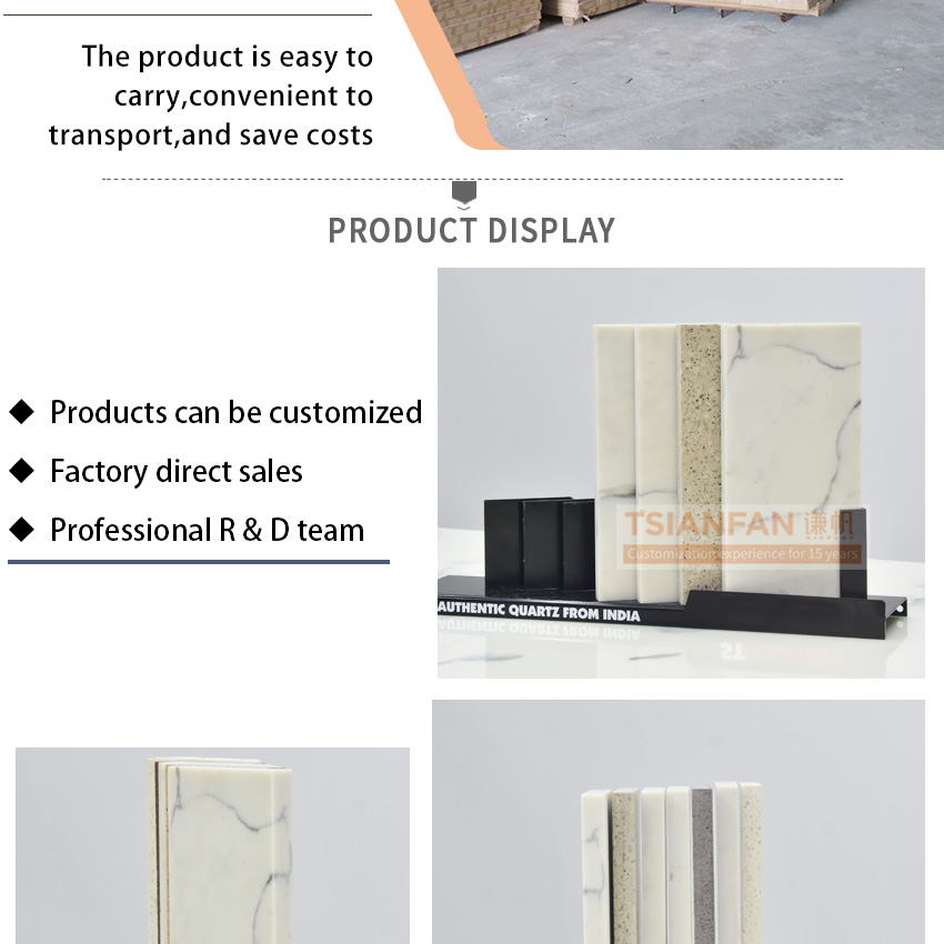 Quartz tile sample table display rack