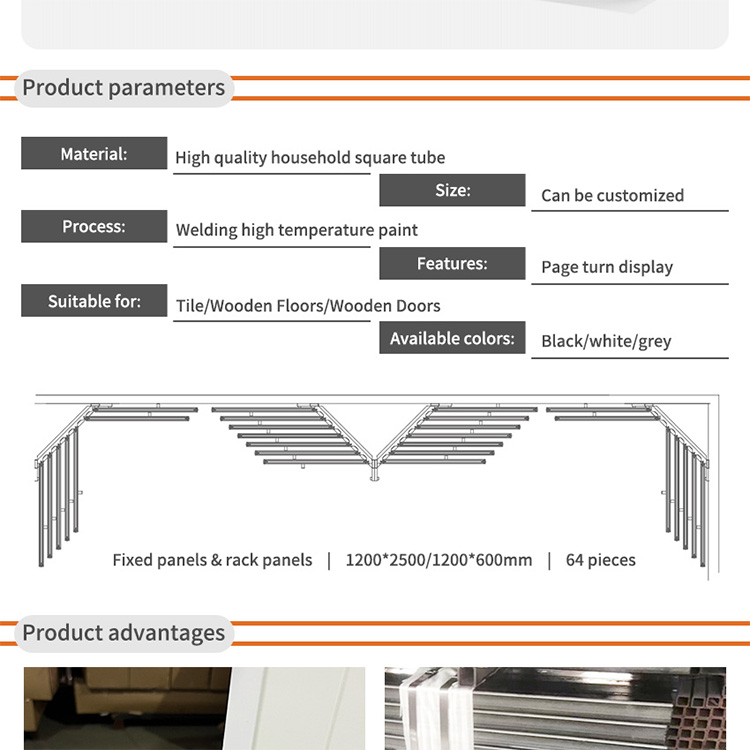 Customize Large tile marble slab page turning sliding display rack metal flooring rack