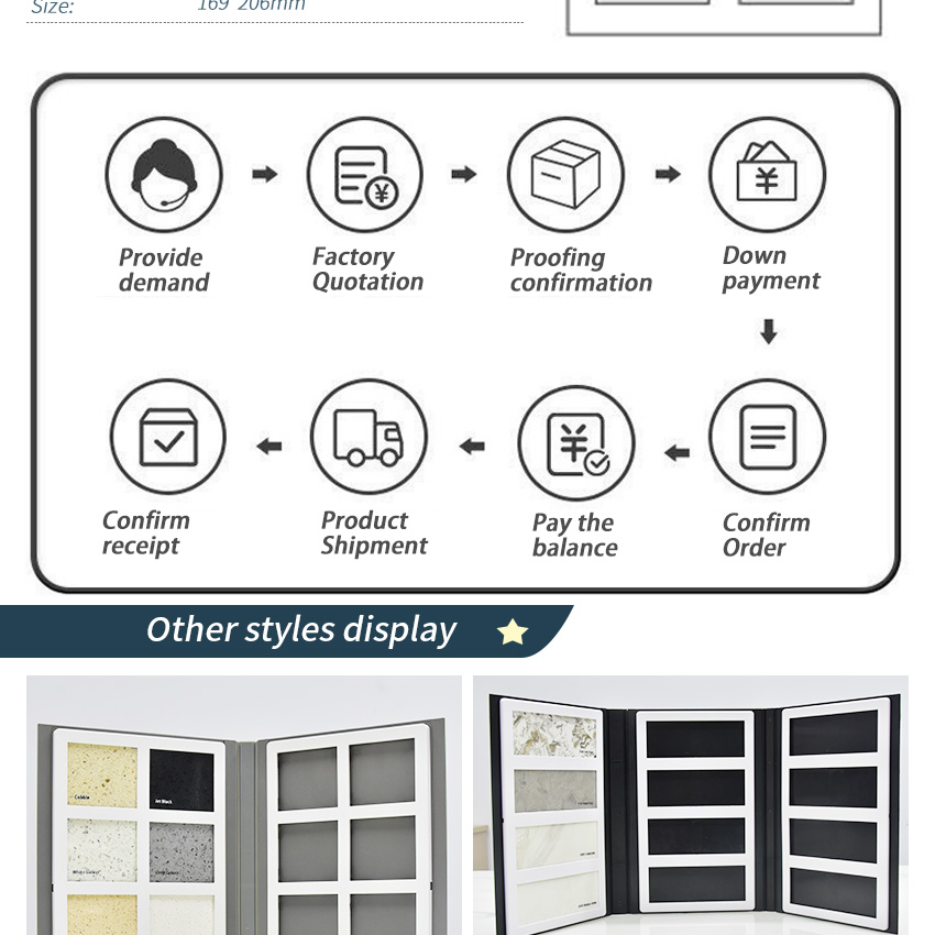 Hot Selling Ceramic Tiles Sample Plastic Book Quartz Display 8 Capacity