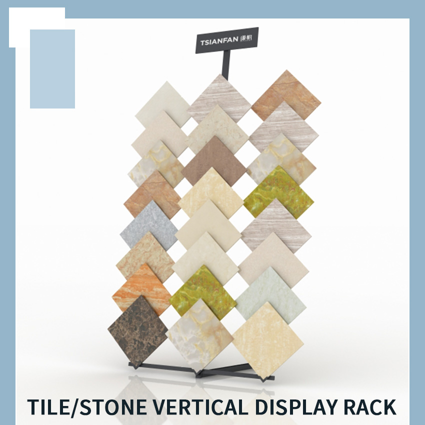 Factory Customize stone show metal shelf Tile Granite Floor stand SRL113