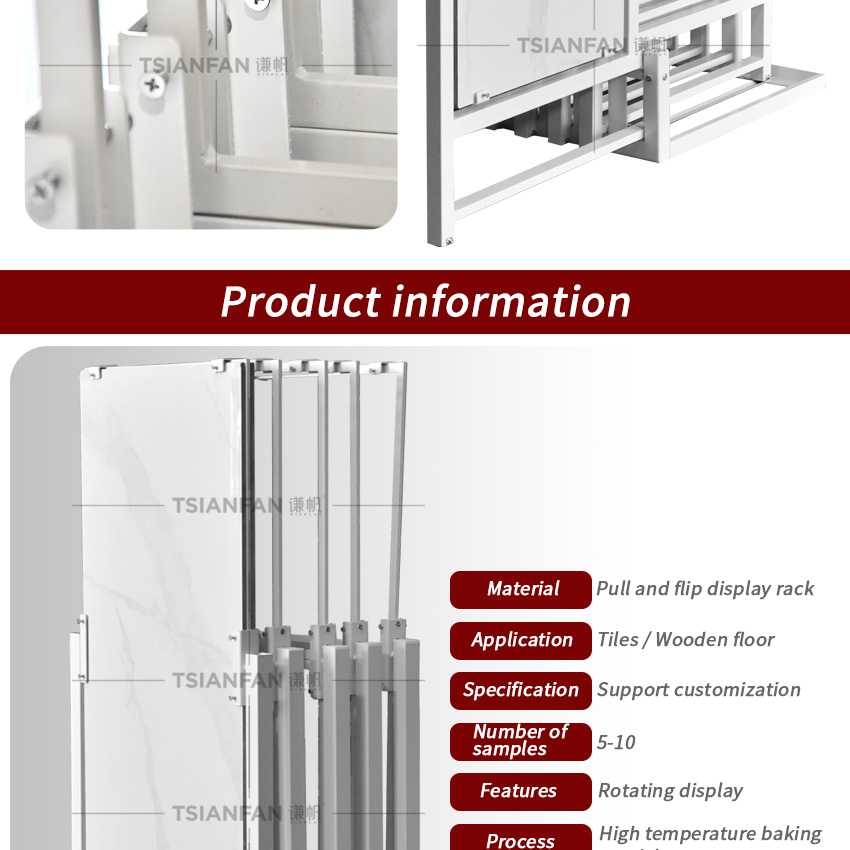 Solid wood floor push pull display rack Tile Marble Quartz sliding stand