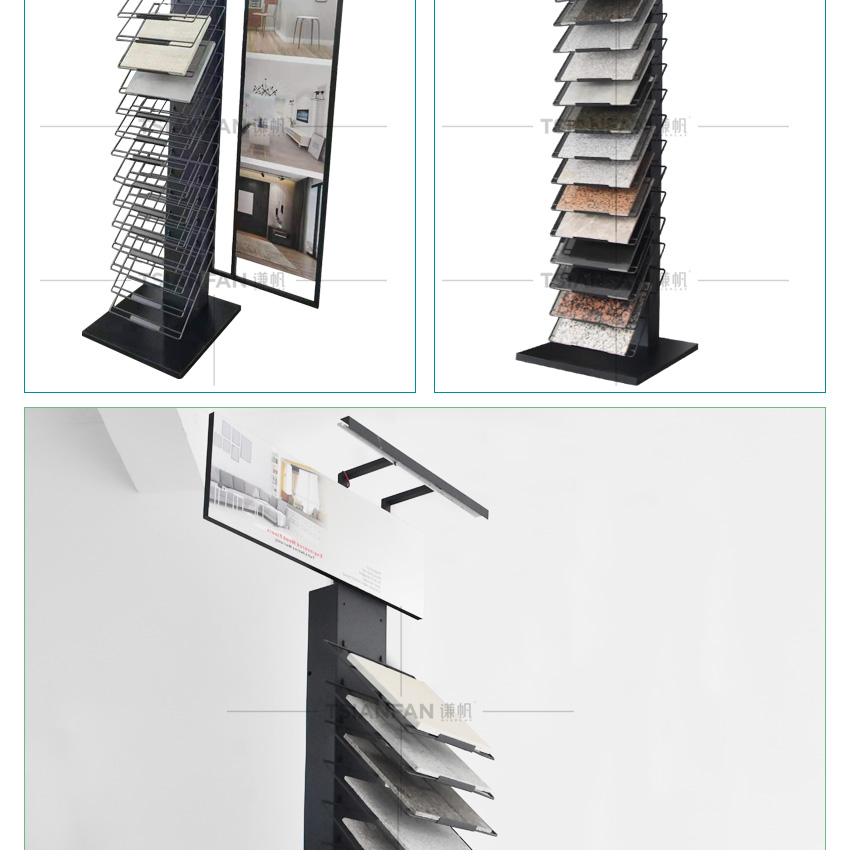 Showroom design Quartz Marble Wooden Tile stone Floor Display Stand