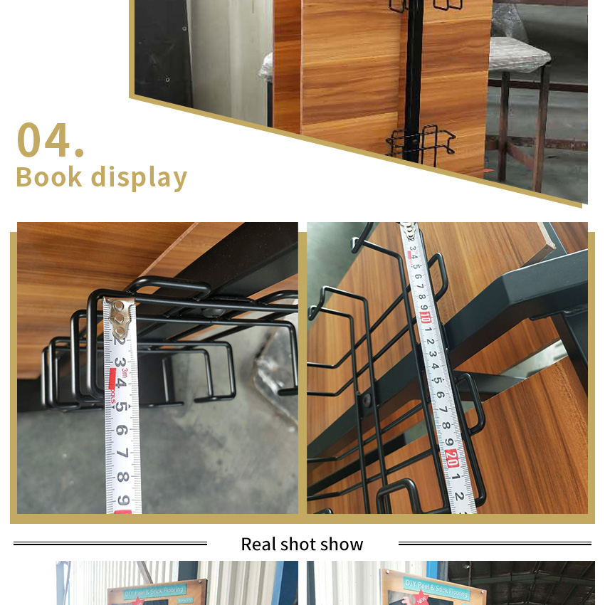 Showroom design Hardwood floor Solid wood floor Metal display Shelf
