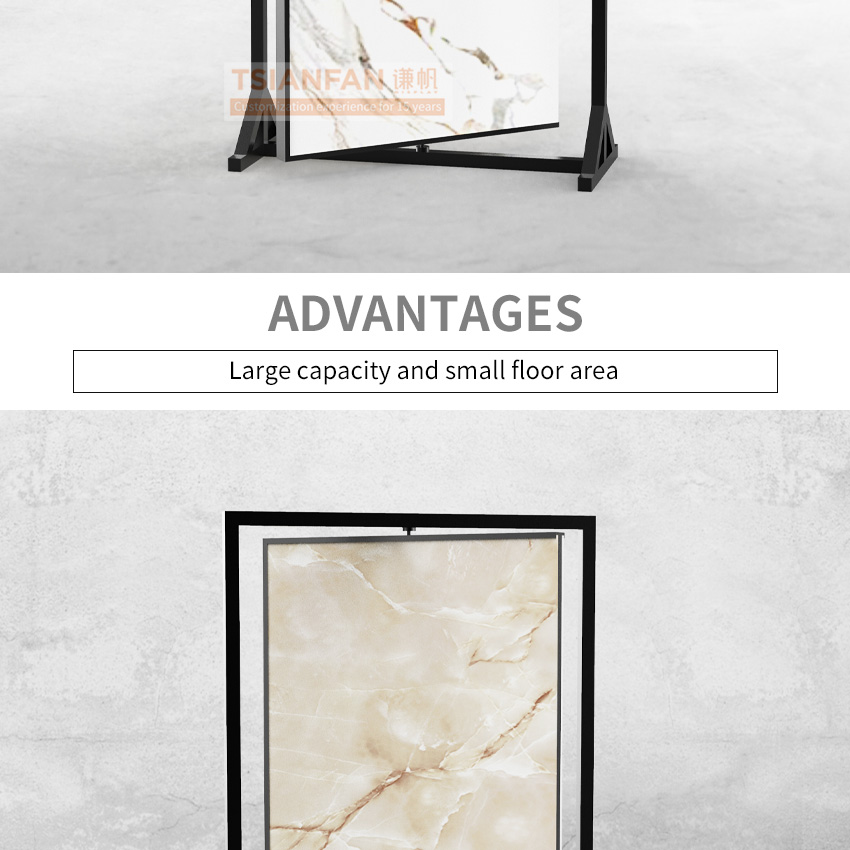 Custom Rotating Large Panel Custom Granite Stone Sample Display Stand For Showroom-QT002